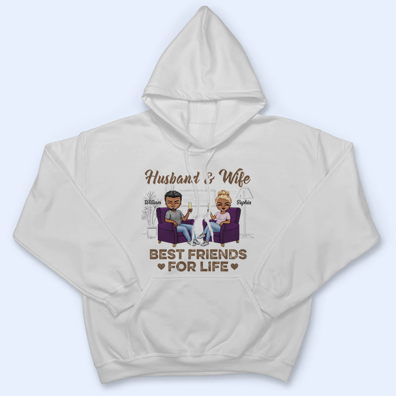 Husband Wife Best Friends For Life - Couple Gift - Personalized Custom T Shirt