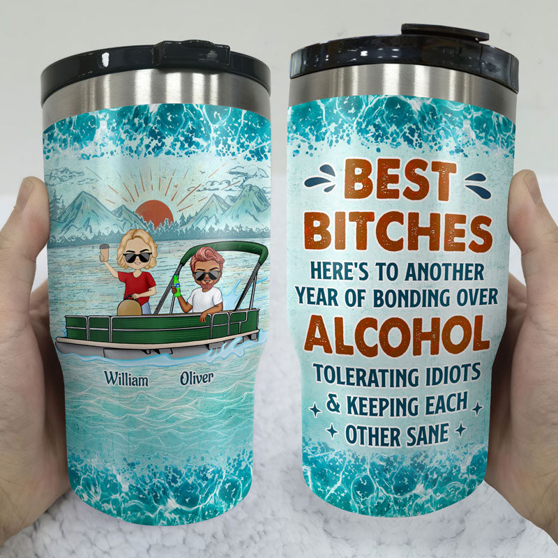 If I'm Drunk It's My Pontoon Friends' Fault Pontooning Bestie Lake Life - Personalized Custom Triple 3 In 1 Can Cooler