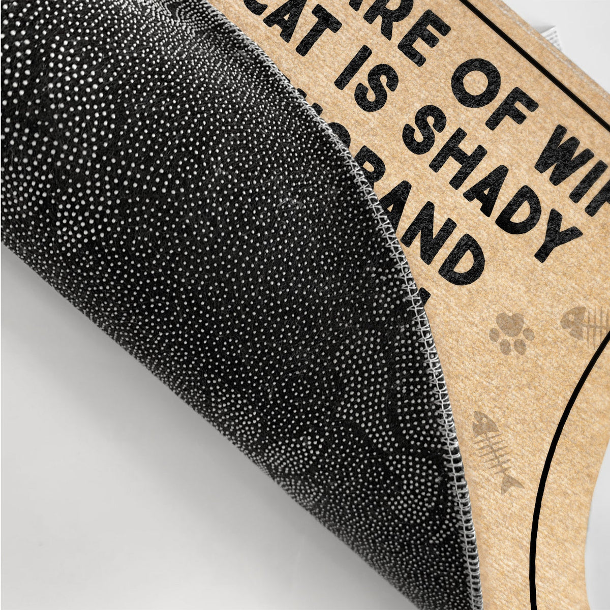 Beware Of Wife Cats Are Shady Husband Is Cool Funny Cartoon Cat - Gift For Cat Lovers, Couples - Personalized Doormat