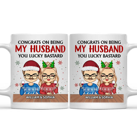 Congrats On Being My Husband Chibi - Christmas Gift For Couples, Family - Personalized Mug