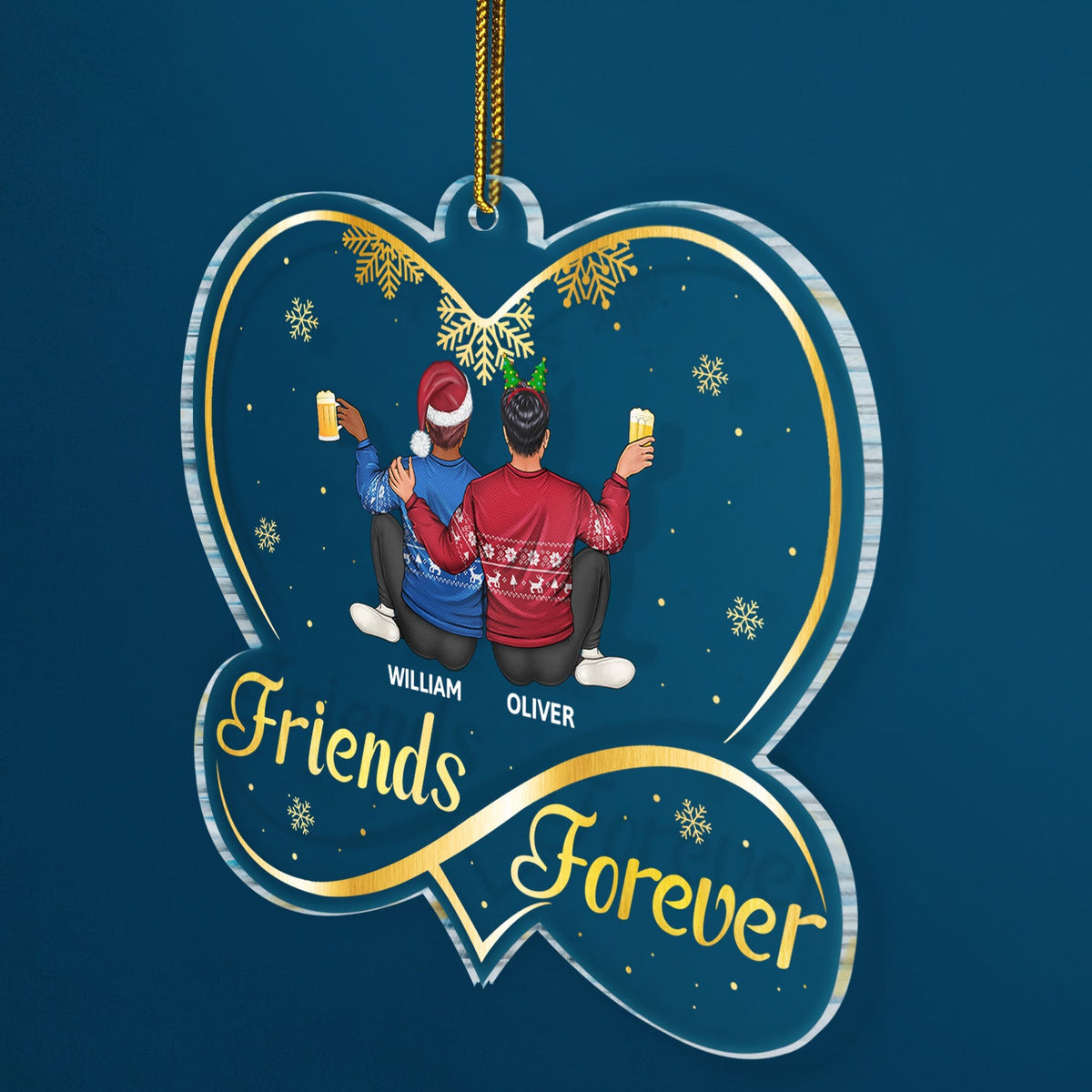 Besties Forever - Christmas Gifts For Best Friends, Sisters - Personalized Custom Shaped Acrylic Ornament
