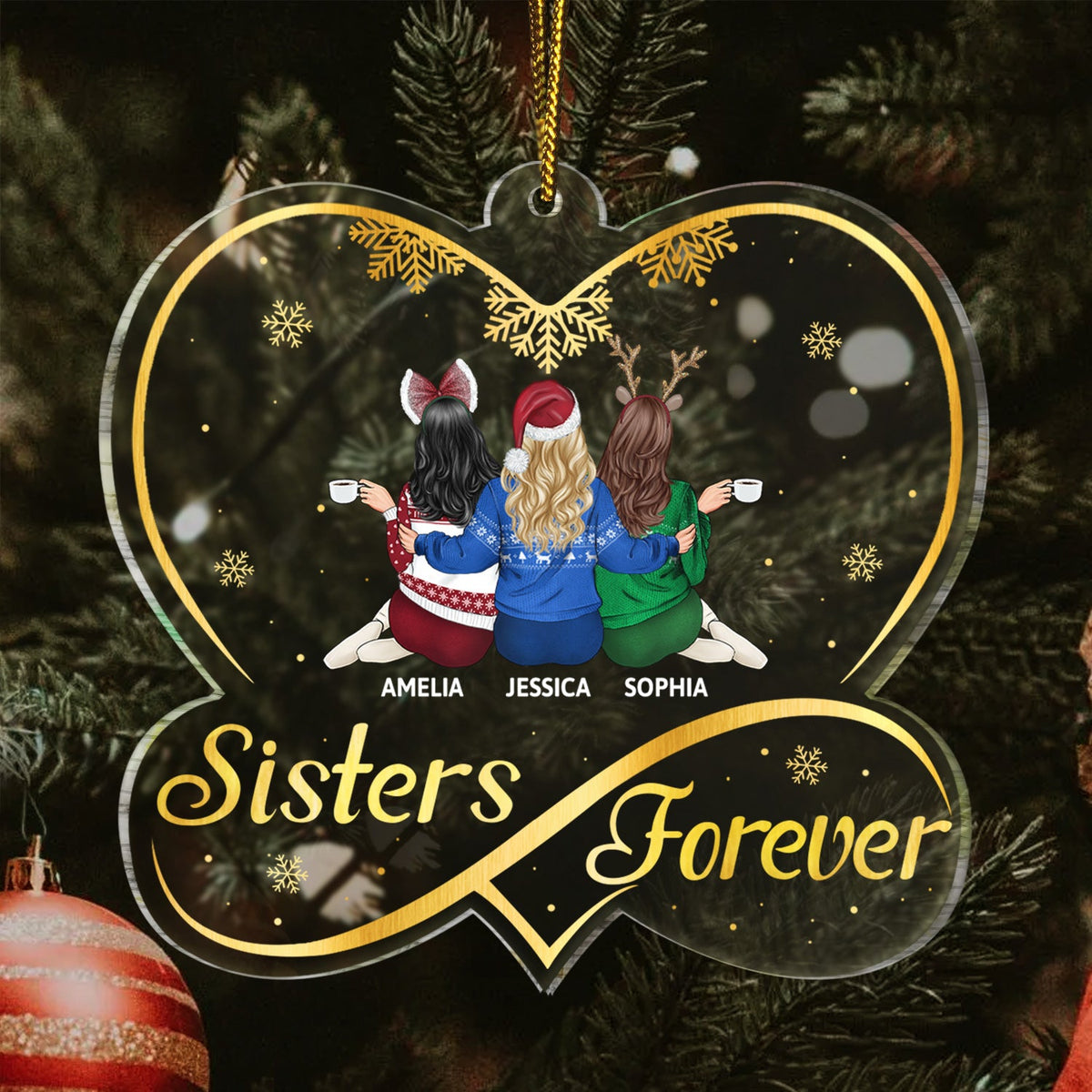 Besties Forever - Christmas Gifts For Best Friends, Sisters - Personalized Custom Shaped Acrylic Ornament