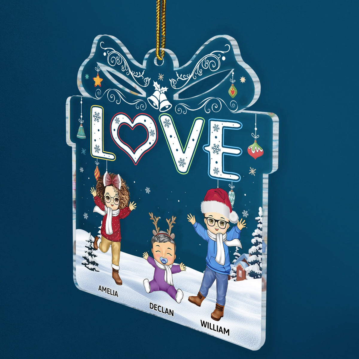 Love Grandkids - Christmas Gift For Parents, Grandparents, Family - Personalized Custom Shaped Acrylic Ornament