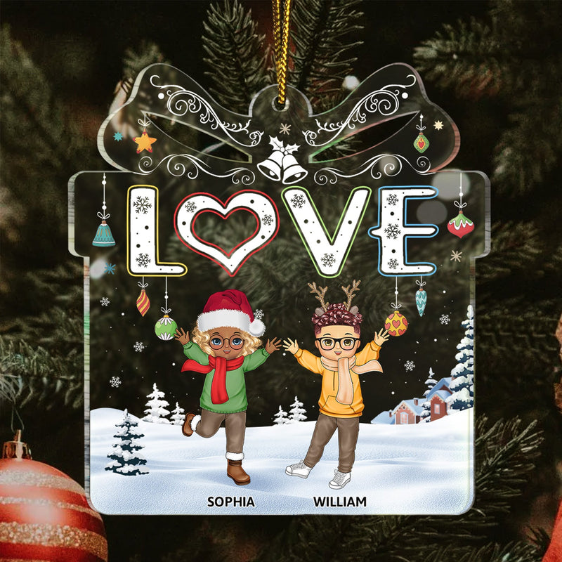 Love Grandkids - Christmas Gift For Parents, Grandparents, Family - Personalized Custom Shaped Acrylic Ornament