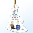 The Tree Isn't The Only Thing That Lit - Christmas Gift For Bestie, Sibling, Colleague, Best Friend - Personalized Tree Ceramic Ornament