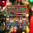 Here's To Another Year Of Bonding Over Alcohol Party Chibi - Christmas Gifts For Besties, Friends - Personalized Cutout Acrylic Ornament