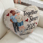 Together Since Arm In Arm - Loving, Anniversary Gift For Couples, Husband, Wife - Personalized Heart Shaped Pillow