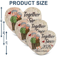 Together Since Arm In Arm - Loving, Anniversary Gift For Couples, Husband, Wife - Personalized Heart Shaped Pillow