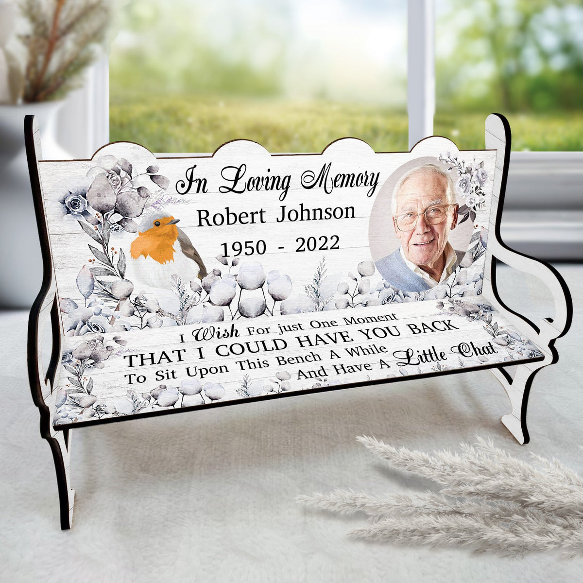 Custom Photo I Wish For Just One Moment - Memorial Gift For Family, Friends, Cat Lovers, Dog Lovers - Personalized Memorial Bench