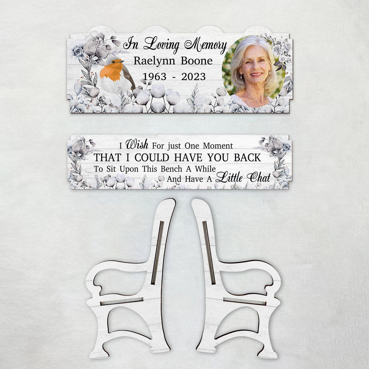 Custom Photo I Wish For Just One Moment - Memorial Gift For Family, Friends, Cat Lovers, Dog Lovers - Personalized Memorial Bench