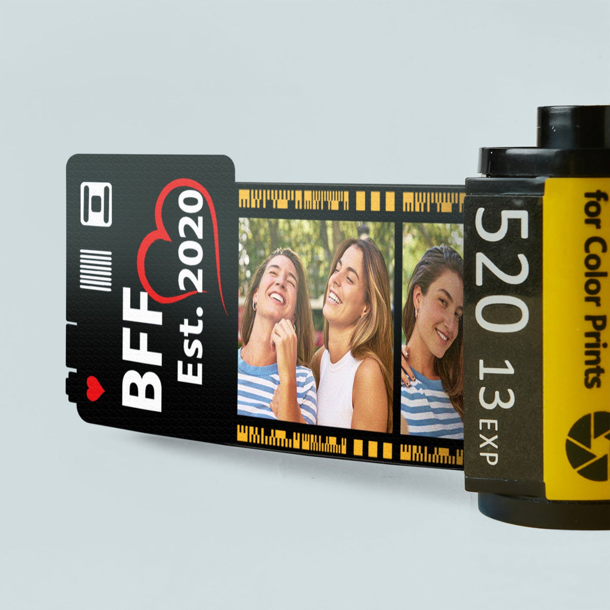 Custom Photo Bff Est - Loving, Anniversary Gift For Besties, Friends - Personalized Film Roll Keychain
