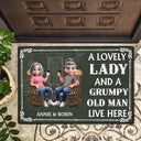 Gift For Couples,Gift For Husband,Gift For Wife,Happy - A Lovely Lady & Her Grumpy Old Man Live Here 3D Effect - Personalized Doormat