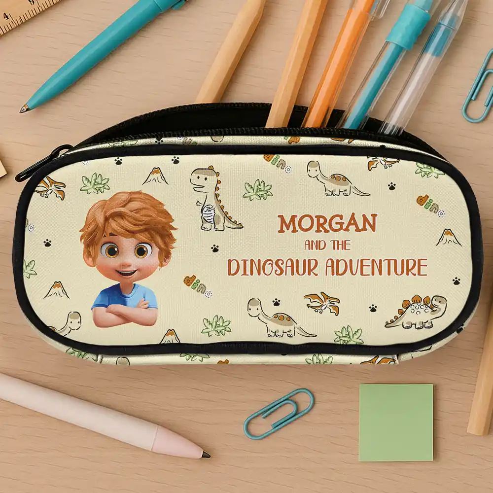 Back To School,Gift For Kids- A Magical Adventure with Dinosaurs Mermaids Space Vehicles Unicorns - Personalized Pencil Case