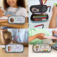 Back To School,Gift For Kids- A Magical Adventure with Dinosaurs Mermaids Space Vehicles Unicorns - Personalized Pencil Case