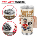 Pet Lovers,Pet Dad,Dog Lovers,Dog Dad,Happy - A Man And His Dog Wooden 3D Effect - Personalized Tumbler