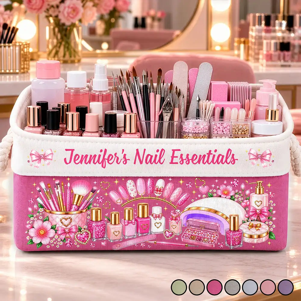 Custom Text,Happy,Top Market - Gift For Nail Tech - Personalized Nail Artist Nail Polish Organizer Storage Basket
