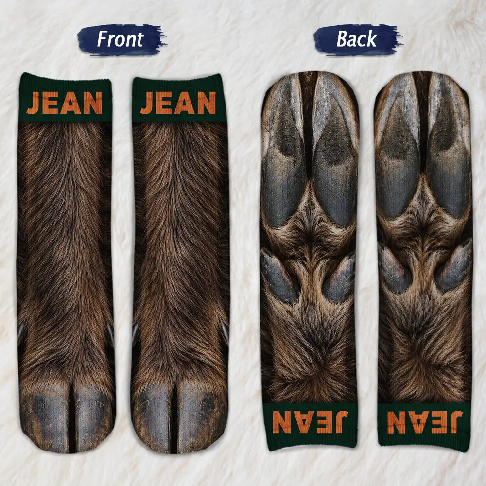 Gift For Men,Gift For Yourself,Gifts For Him,Humorous,Hunting,Icon - Funny Gag Gift For Hunters - Personalized Animal Paw Illusion Socks