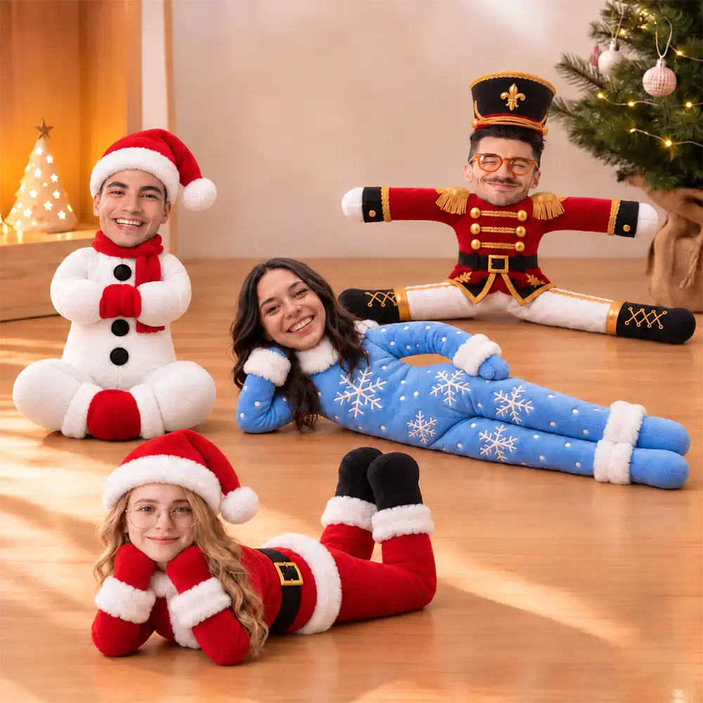 Art Design,Christmas,Custom Photo,Gift For Couples,Humorous,Old Couples,Photo - Christmas Adult Poseable Body Doll,Top Market - Funny Christmas Gift For Couples - Personalized Custom Photo Poseable Plush Doll