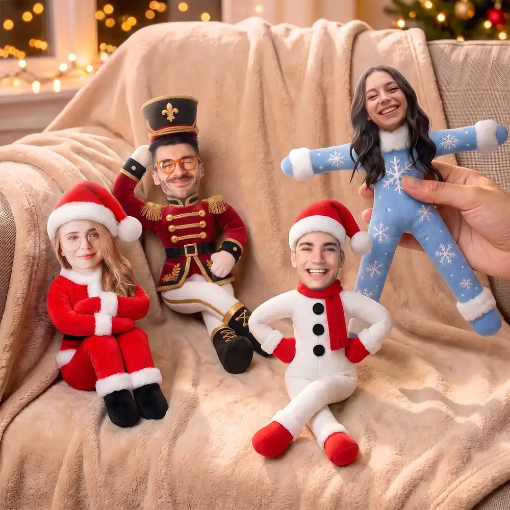 Art Design,Christmas,Custom Photo,Gift For Couples,Humorous,Old Couples,Photo - Christmas Adult Poseable Body Doll,Top Market - Funny Christmas Gift For Couples - Personalized Custom Photo Poseable Plush Doll