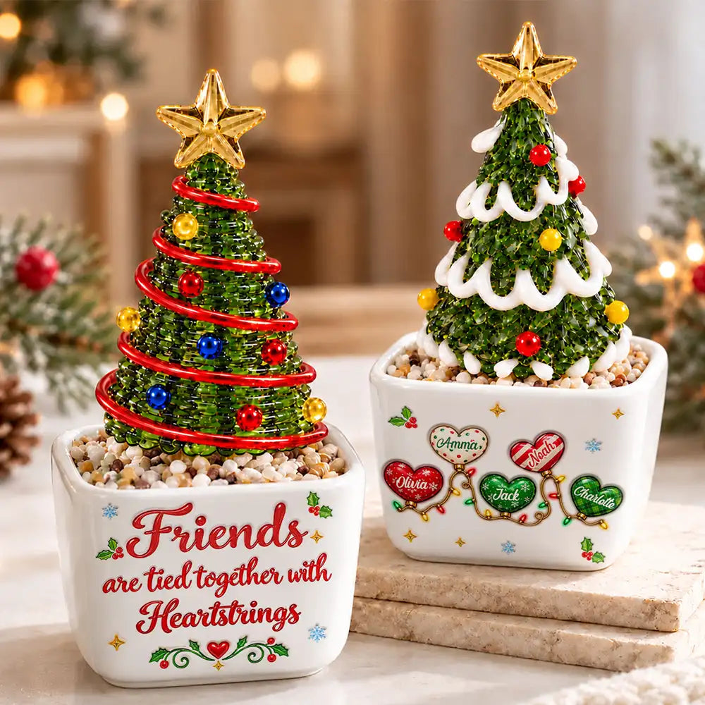 Afro Besties,Christmas,Gift For Bestie,Icon,Sentimental,Top Market - Christmas Gift For Best Friends - Personalized Names Friends Are Tied Together With Heartstrings Stained Glass Christmas Tree