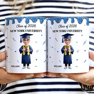 Graduation,Gift For Yourself,Gift For Women,Gift For Men - A New Chapter Begins Glitter Border - Personalized White Edge-to-Edge Mug
