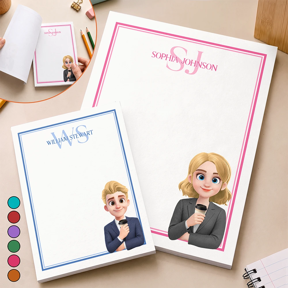 Confident,Gift For Colleagues,Vector - A Note From Colleagues With Name & Monogram - Personalized Notepad