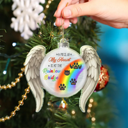 Christmas,Memorial,Sad,Pet Lovers,Dog Lovers,Cat Lovers - A Piece Of My Heart Is At The Rainbow Bridge - Personalized Custom Shaped Acrylic Ornament
