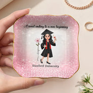 Graduation, Gift For Bestie, Gift For Yourself, Gift For Girlfriend, Happy - A Sweet Ending To A New Beginning - Personalized Ring Dish