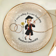 Graduation, Gift For Bestie, Gift For Yourself, Gift For Girlfriend, Happy - A Sweet Ending To A New Beginning - Personalized Ring Dish