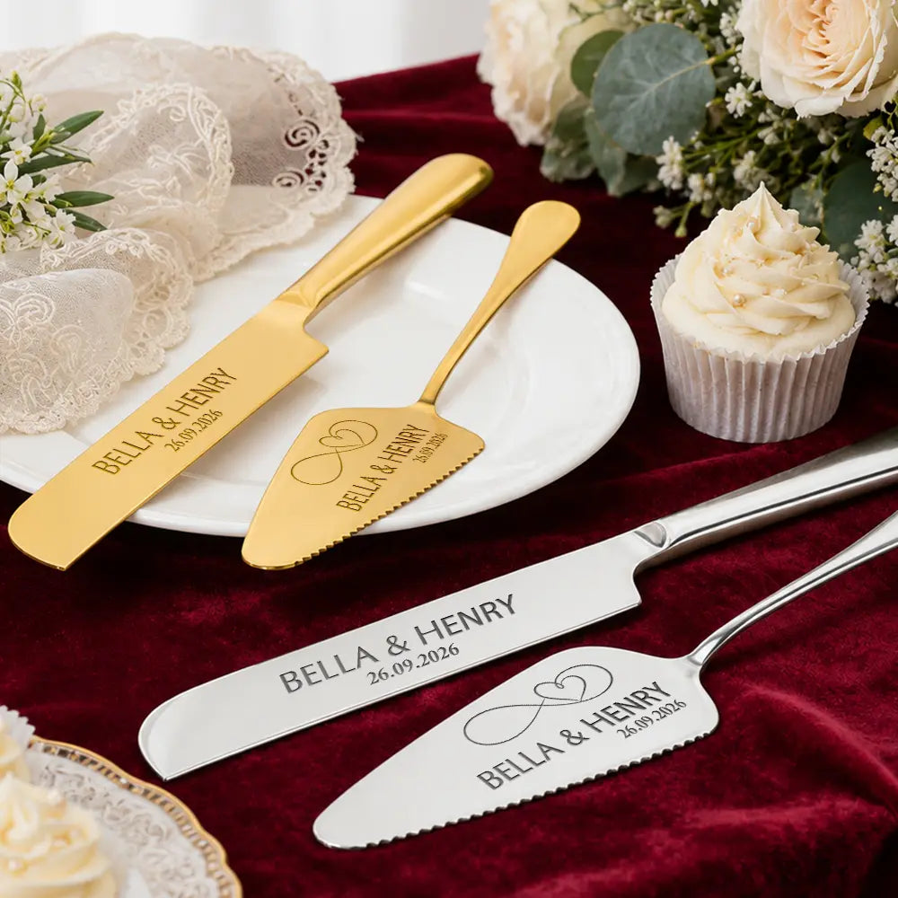 Romantic,Gift For Couples,Wedding,Custom Text - A Sweet Slice Of Forever - Personalized Cake Cutting Set