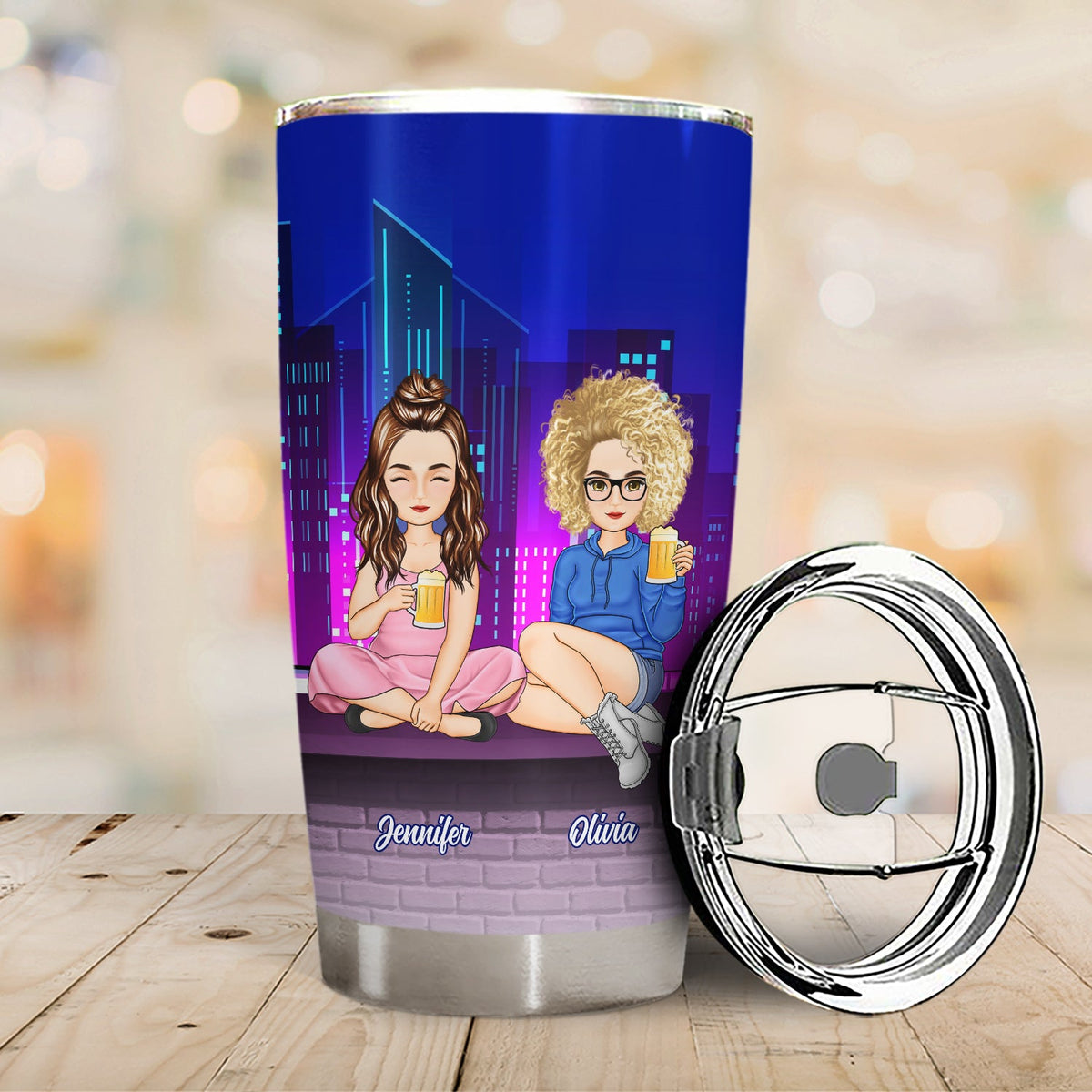 Cartoon Building Congrats On Being My Bestie - Gift For Bestie - Personalized Tumbler