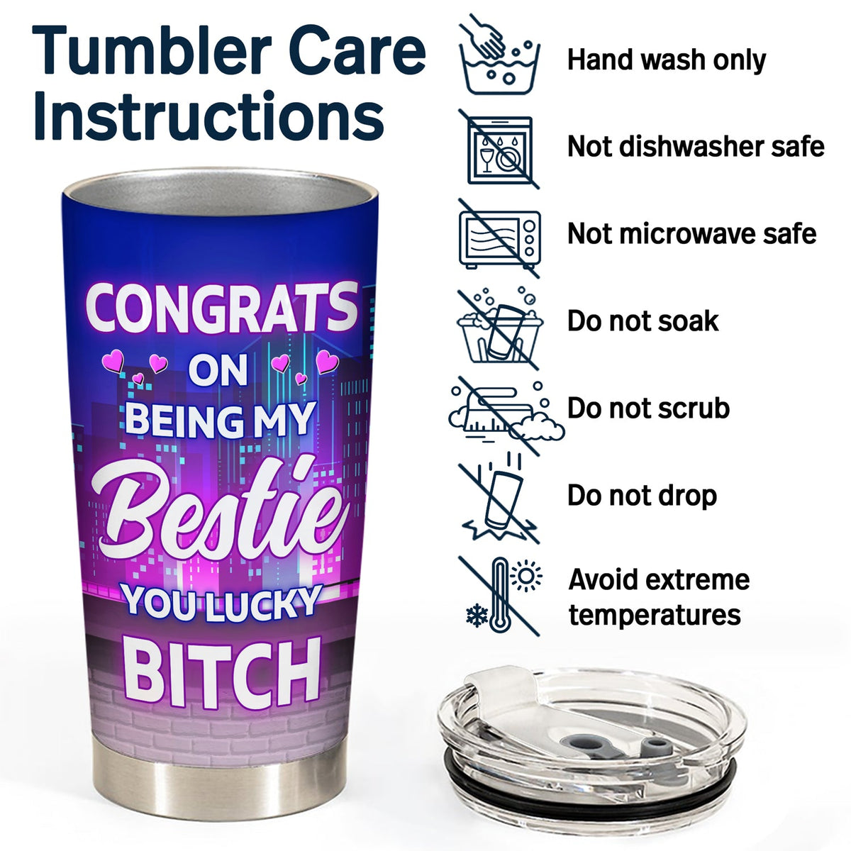 Cartoon Building Congrats On Being My Bestie - Gift For Bestie - Personalized Tumbler