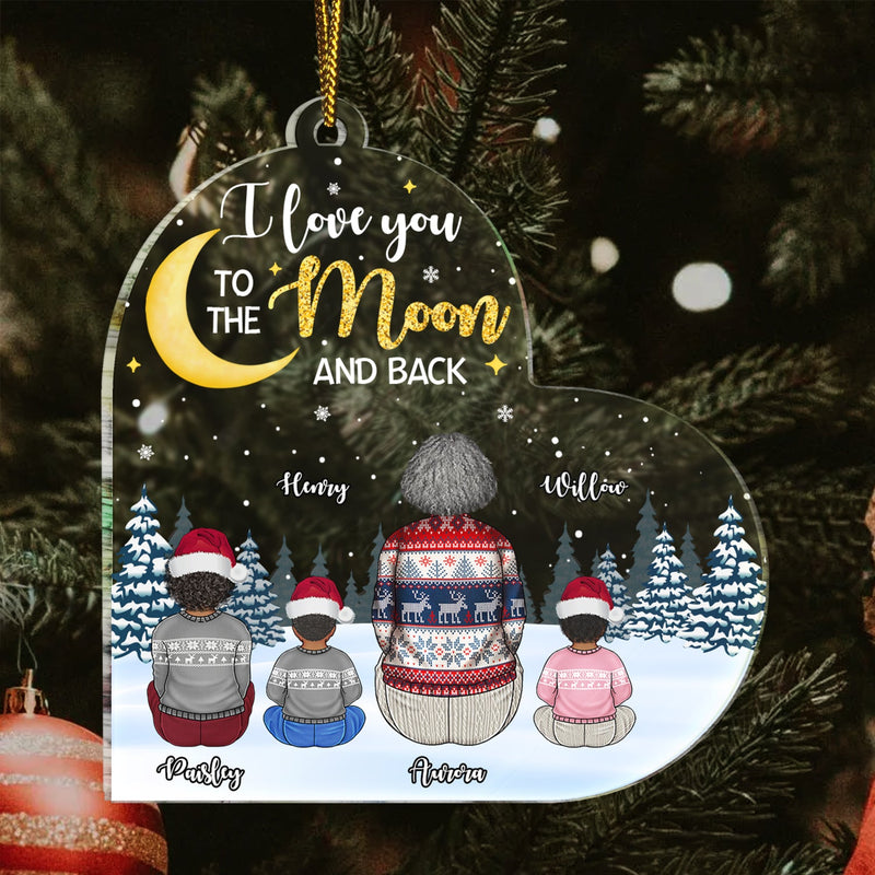 Grandma To The Moon And Back - Christmas, Gift For Grandkids, Kids - Personalized Custom Shaped Acrylic Ornament