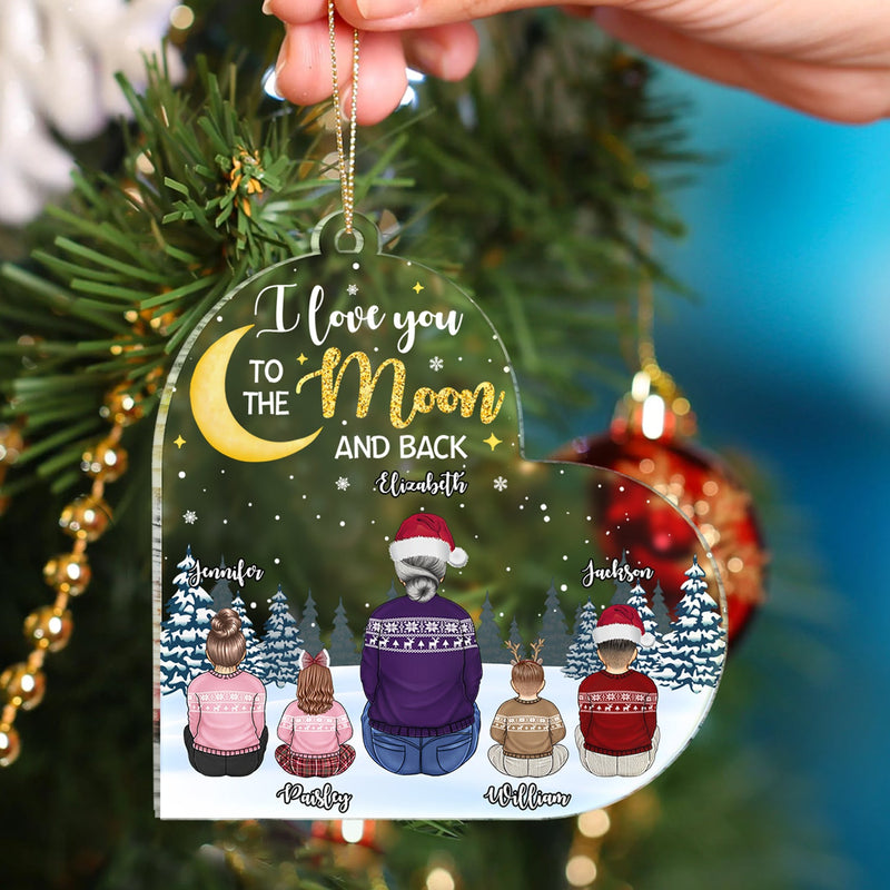 Grandma To The Moon And Back - Christmas, Gift For Grandkids, Kids - Personalized Custom Shaped Acrylic Ornament