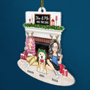Christmas Couple Fireplace You & Me And The Pets - Gift For Pet Lovers Couple - Personalized Cutout Acrylic Ornament