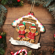 Christmas Couple Gingerbread Perfectly Cutout For Each Other - Gift For Couples - Personalized 2-Layered Wooden Ornament