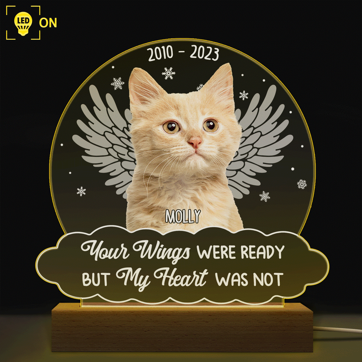 Custom Photo You Were My Favorite Hello - Memorial Gift For Pet Lovers - 3D Led Light Wooden Base
