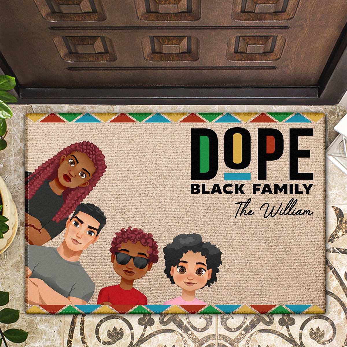 A Dope Black Family Lives Here - Gift For Family - Personalized Doormat