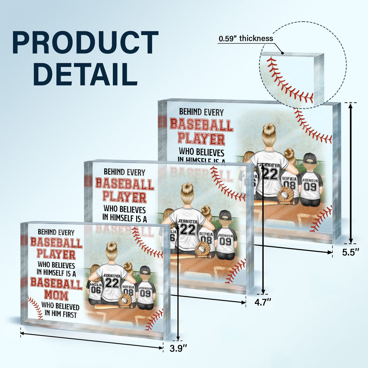 Baseball Mom Behind Every Baseball Player - Gift For Mom - Personalized Rectangle Shaped Acrylic Plaque