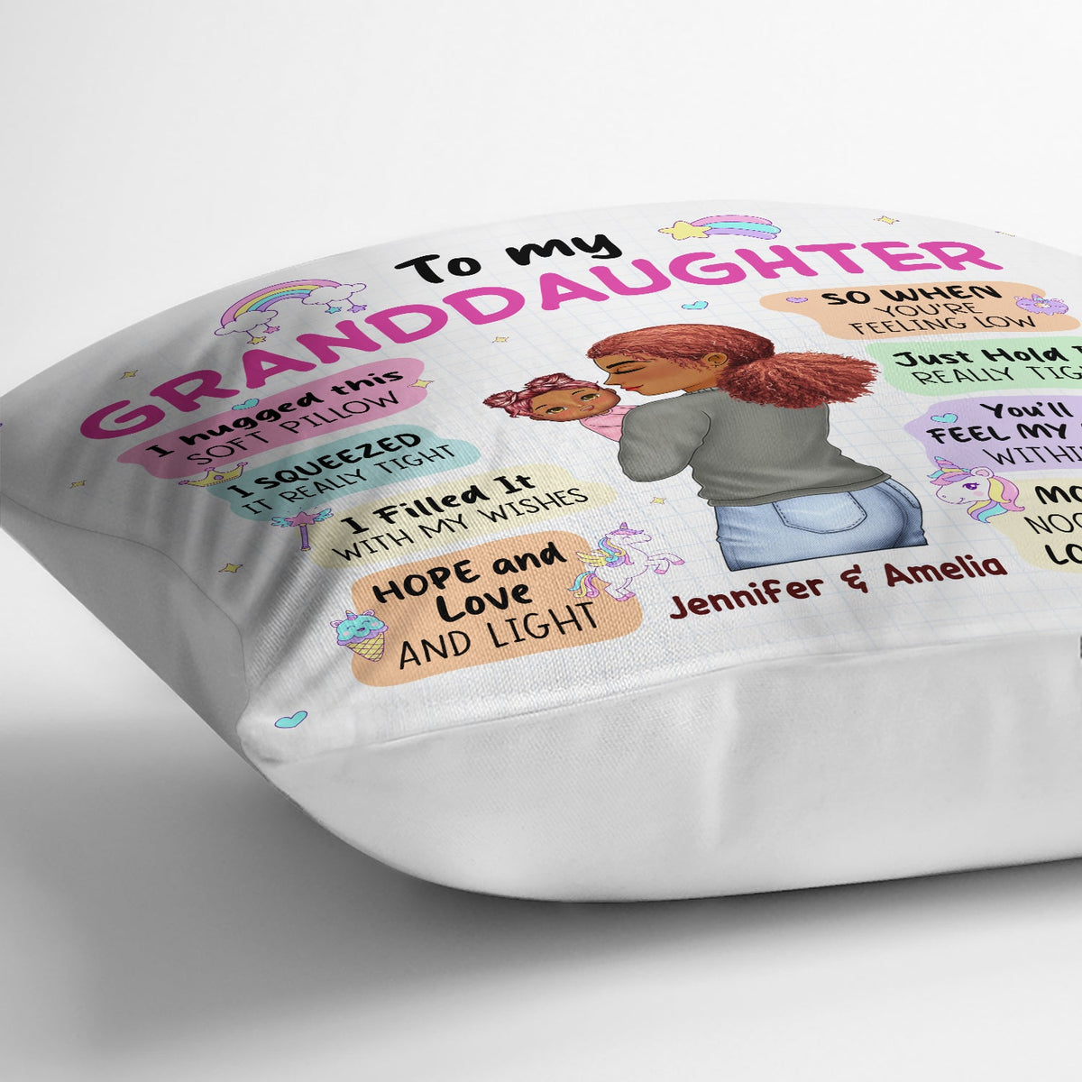 Hugged This Soft Pillow - Gift For Granddaughter, Grandson, Kids - Personalized Pillow