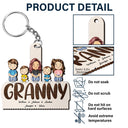 Grandma Mom Grandkids Kids Sitting - Gift For Mother, Grandmother - Personalized Cutout Wooden Keychain