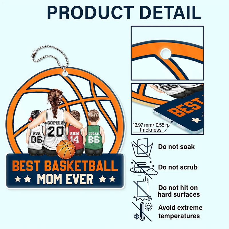 Best Basketball Mom Ever - Gift For Sport Mom, Basketball Mom - Personalized Acrylic Car Hanger