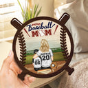 Proud Baseball Mom - Gift For Baseball Mother - Personalized 2-Layered Wooden Plaque With Stand
