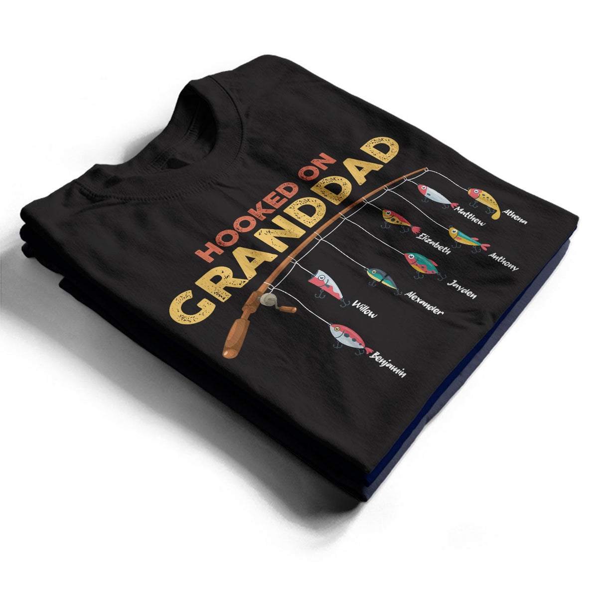 Fishing Hooked On Dad, Grandpa - Gift For Father, Grandfather - Personalized T Shirt