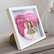 Custom Photo Mother And Daughter Forever Linked Together - Gift For Mom, Mommy - Personalized Flower Shadow Box