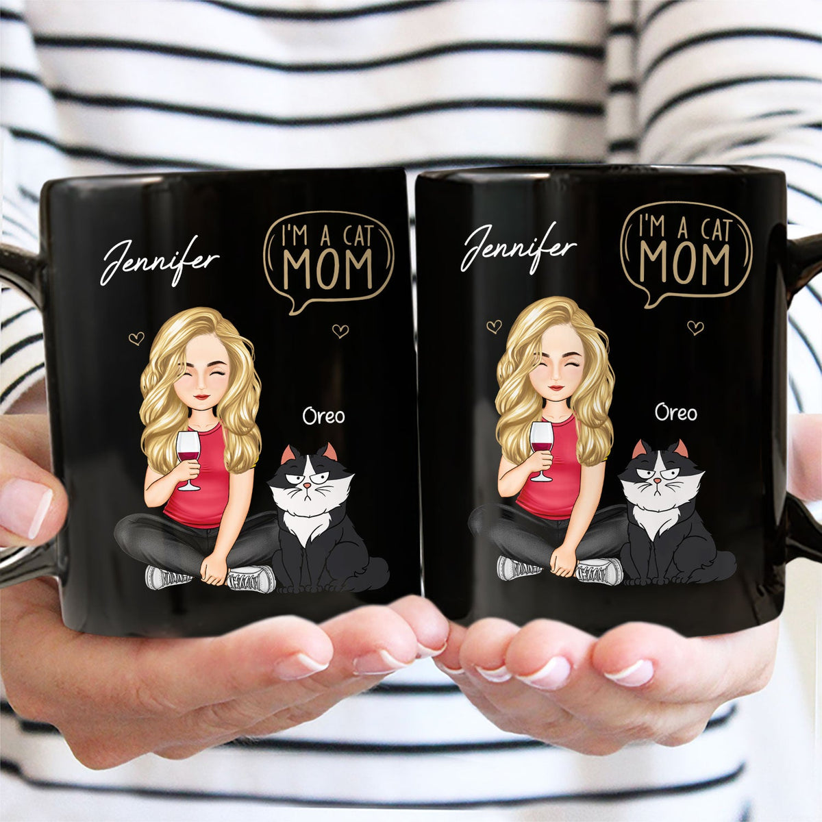 Cat Mom Cat Dad I'm A Cat Person - Gift For Cat Lovers - Personalized Black Mug