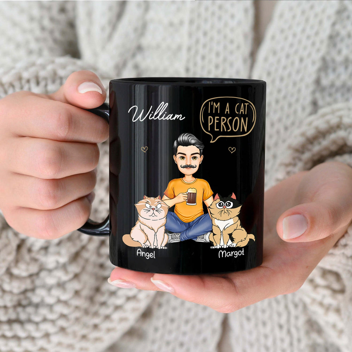 Cat Mom Cat Dad I'm A Cat Person - Gift For Cat Lovers - Personalized Black Mug