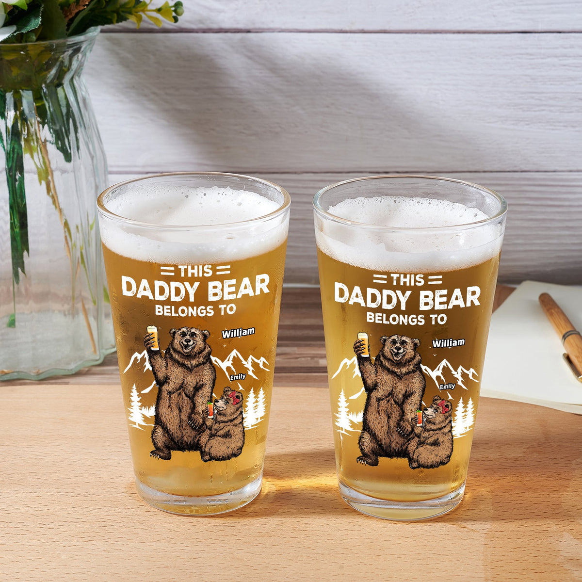 This Papa Bear Belongs To - Personalized Beer Glass