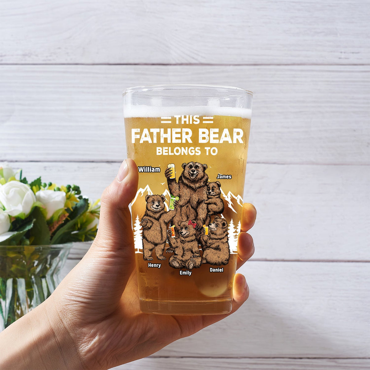 This Papa Bear Belongs To - Personalized Beer Glass