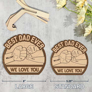 Best Dad Ever Hand Punch - Personalized 2-Layered Wooden Plaque With Stand